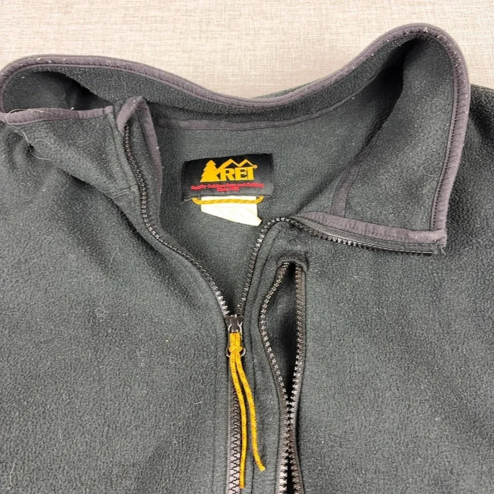 REI Polartec Fleece Jacket Mens 3XL Black Full Zip Pockets Hiking Outdoor